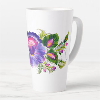 Latte Tasse mit ukrainischem Blumendesign