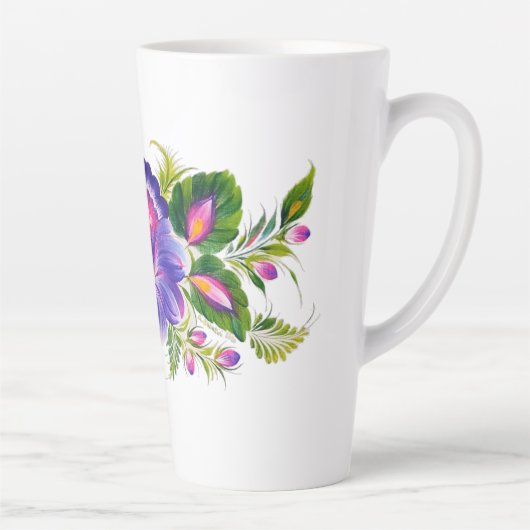 Latte Tasse mit ukrainischem Blumendesign (Rechts)