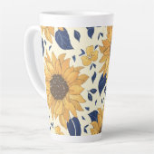Latte Tasse: Navy Blue and Yellow Sunflows Milchtasse (Linke Ecke)