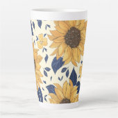 Latte Tasse: Navy Blue and Yellow Sunflows Milchtasse (Vorderseite)