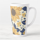 Latte Tasse: Navy Blue and Yellow Sunflows Milchtasse (Rechts)