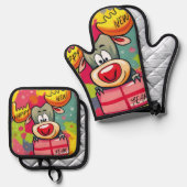 Latte Tasse Ofenhandschuh & Topflappen-Set (Vorderseite/Rückseite)