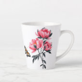Latte Tasse - Pink Peony Blume, Butterfly (Rechts)