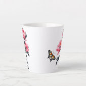 Latte Tasse - Pink Peony Blume, Butterfly (Vorderseite)