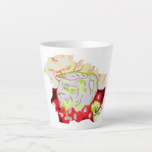 Latte Tasse " Pitcher mit Obst (Vorderseite)