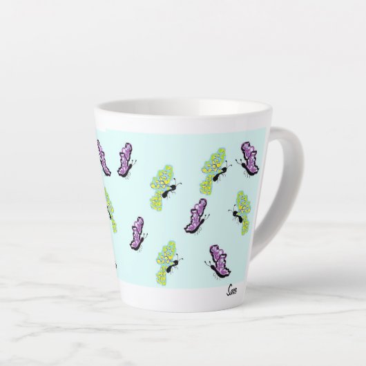Latte Tasse / Schmetterlinge (Rechte Ecke)
