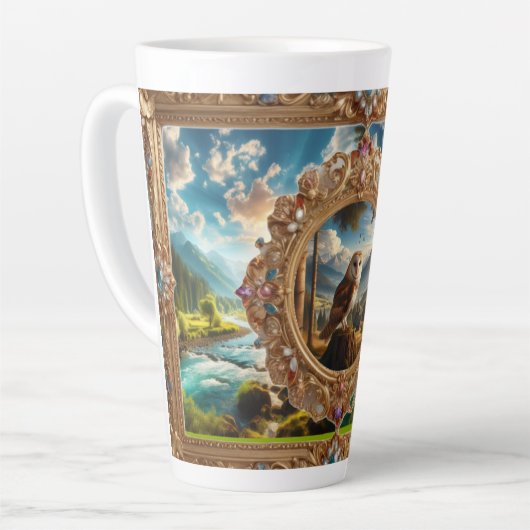 Latte Tasse Wit Elaborate Art (Linke Ecke)