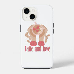Latte- und Liebestasse, Hände und Kaffee-Zitat iPhone 14 Hülle
