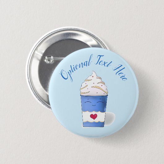 Latte & Whipped Cream (Blau) Button (Vorne & Hinten)