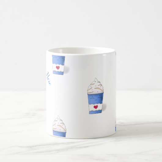 Latte & Whipped Cream (Blau) Kaffeetasse (Mittel)