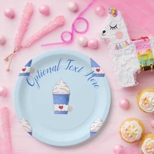 Latte & Whipped Cream (Blau) Pappteller (Party)