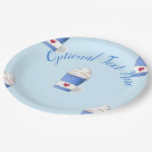 Latte & Whipped Cream (Blau) Pappteller (Schrägansicht)