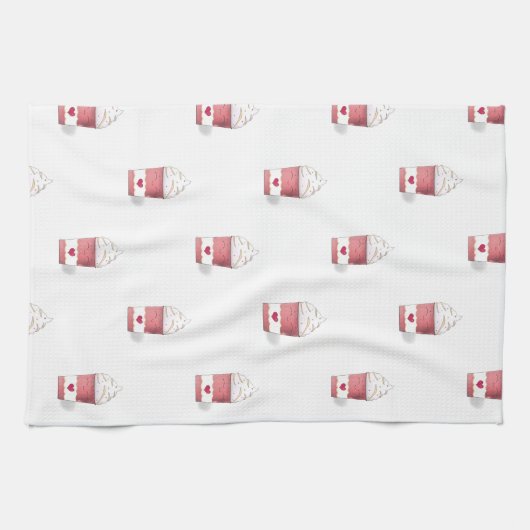 Latte & Whipped Cream (Pink) Geschirrtuch (Horizontal)