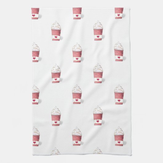 Latte & Whipped Cream (Pink) Geschirrtuch (Vertikal)