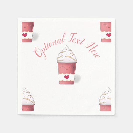 Latte & Whipped Cream (Pink) Napkins Serviette (Vorderseite)