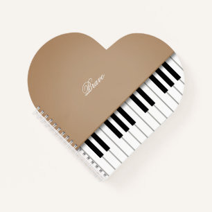 Lattebraunes großes Klavier Musik Keyboard Custom Notizblock