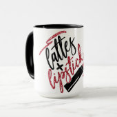 Lattes und Lippenstift-Imitat-Glitzer-Rot Tasse (Vorderseite Links)