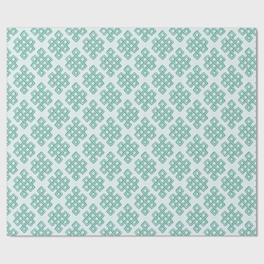 Lattice Endless Knot Textured in Green and Aqua Geschenkpapier (Flach)