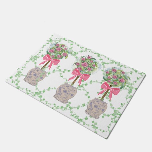 Lattice Green Topiary Rose Ingwerjarren Fußmatte (Schrägansicht)