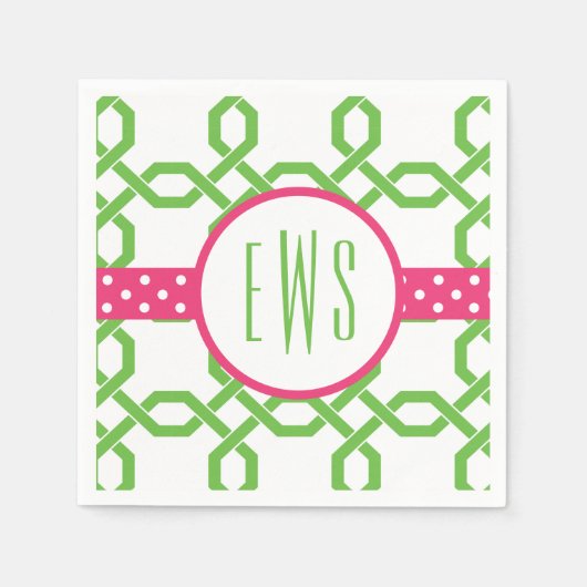 Lattice & Grosgrain Mit Monogramm Party Napkins Serviette (Vorderseite)