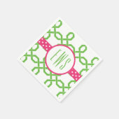Lattice & Grosgrain Mit Monogramm Party Napkins Serviette (Ecke)