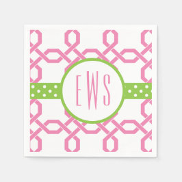 Lattice & Grosgrain Mit Monogramm Party Napkins Serviette