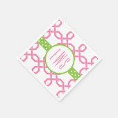 Lattice & Grosgrain Mit Monogramm Party Napkins Serviette (Ecke)