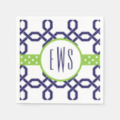 Lattice & Grosgrain Mit Monogramm Party Napkins Serviette (Vorderseite)