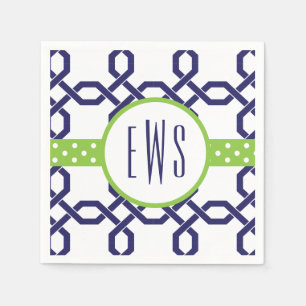 Lattice & Grosgrain Mit Monogramm Party Napkins Serviette
