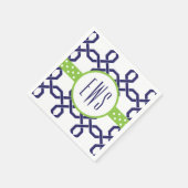 Lattice & Grosgrain Mit Monogramm Party Napkins Serviette (Ecke)