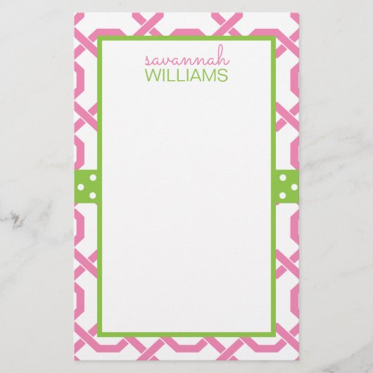Lattice & Grosgrain Personalisiert Stationery (Vorderseite)