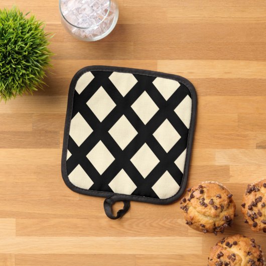 Lattice Pot Holder (Creme & Black) Topflappen (Oben Unten)