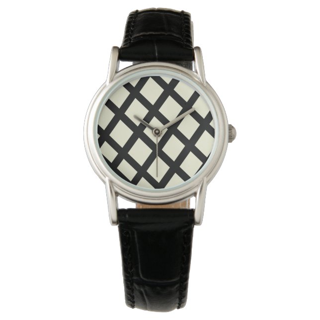 Lattice Watch (Cream & Black) Armbanduhr (Vorderseite)