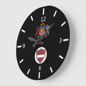 Latvia flag-coat arms large clock große wanduhr (Winkel)