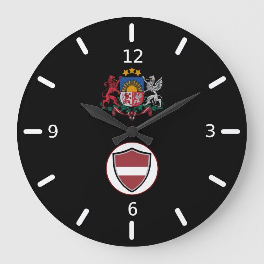 Latvia flag-coat arms large clock große wanduhr (Vorderseite)