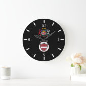 Latvia flag-coat arms large clock große wanduhr (Zuhause)