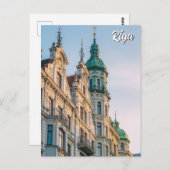 Latvia Riga Art Nouveau Travel Postkarte (Vorne/Hinten)