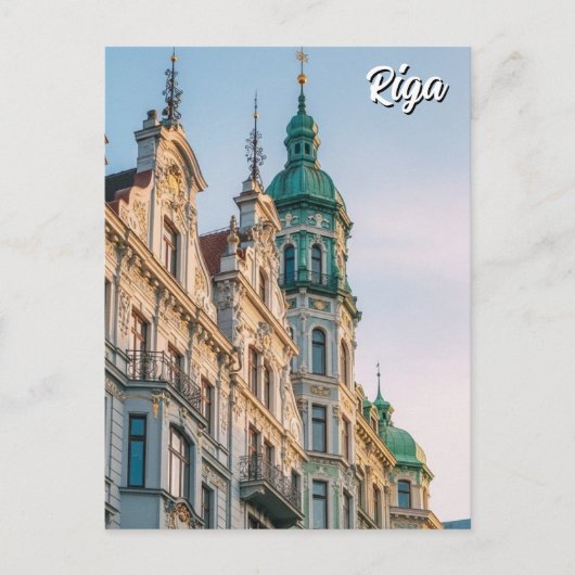 Latvia Riga Art Nouveau Travel Postkarte (Vorderseite)