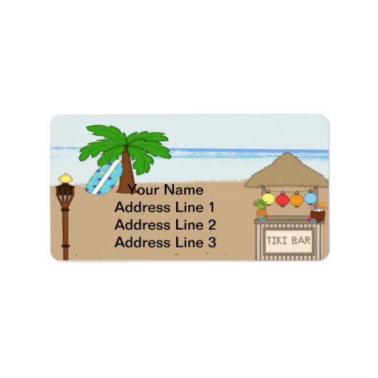 Laua / Tiki Party Einladung Address Labels Adressaufkleber (Vorne)