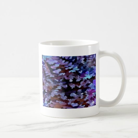 Laub abstrakt in den blauen und lila Tönen Kaffeetasse (Rechts)