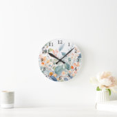 Laub Grün Blau Orange Blätter Runde Wanduhr (Zuhause)