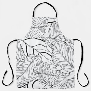 Laub nahtloses Muster, lange Blätter Line Art Tint Schürze