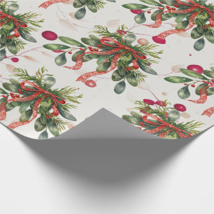 Laub Rotband Weihnachts-Stechpalme Geschenkpapier