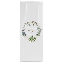 Laub und goldenes Monogramm Weiße Elegante II Hoch