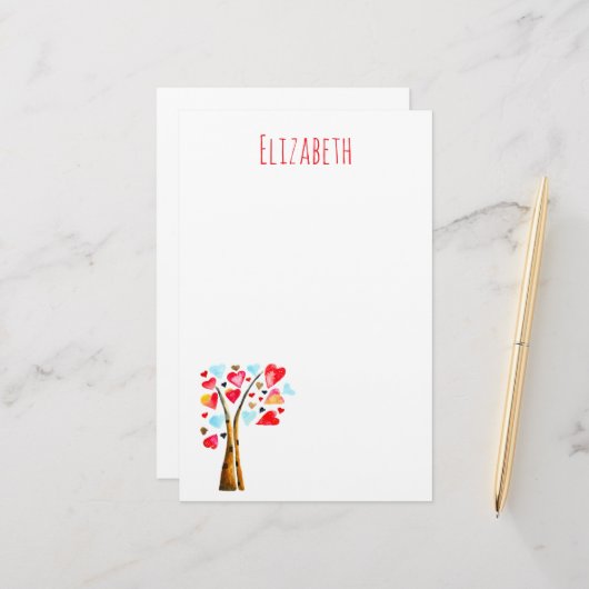 Laubbaum-Kalkvalemtine Briefpapier (Vorderseite/Rückseite Beispiel)