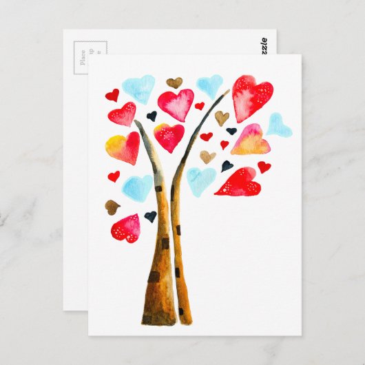 Laubbaum-Kalkvalemtine Postkarte (Vorne/Hinten)