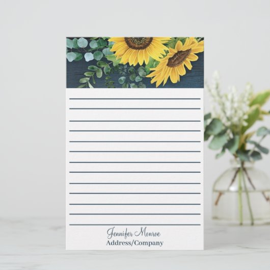 Laubblumen personalisiert gesäumt briefpapier (Stehend Vorderseite)