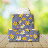 Laubblumenmuster auf blau geschenkpapier