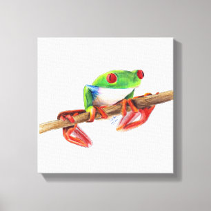 Laubfrosch Baumfrosch süße Tierillustration Zeichn Leinwanddruck