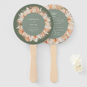 Laubgrün getrocknete botanische Schrift Hochzeit Fächer